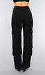 Zwarte Straight Leg Cargo Broek met Hoge Taille