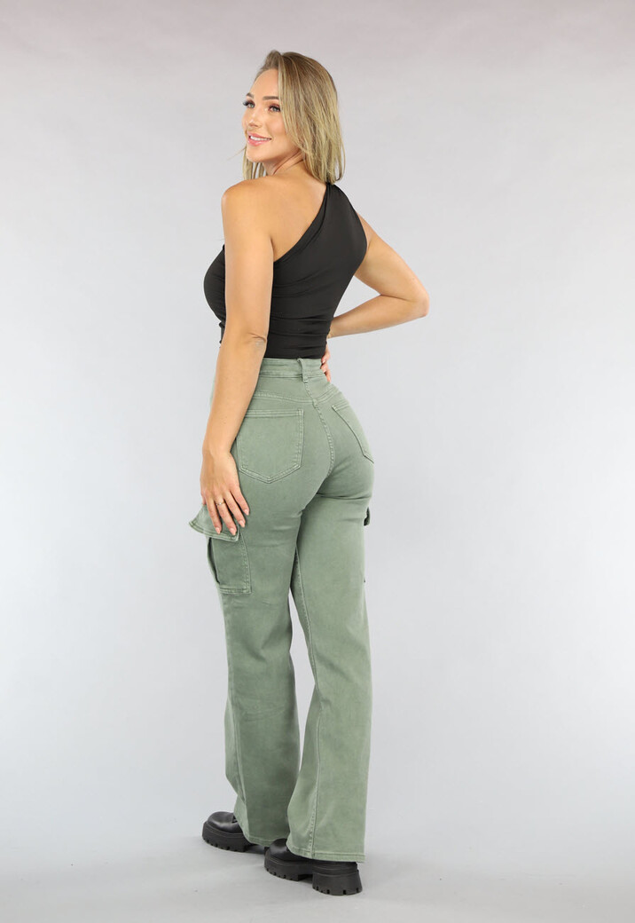 Zwarte Geplooide One Shoulder Top