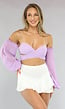 Lila Chiffon Off Shoulder Crop Top