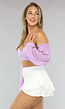 Lila Chiffon Off Shoulder Crop Top