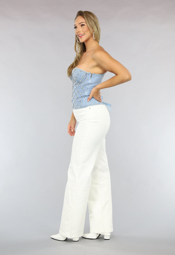Denim Korset met Strass Steentjes