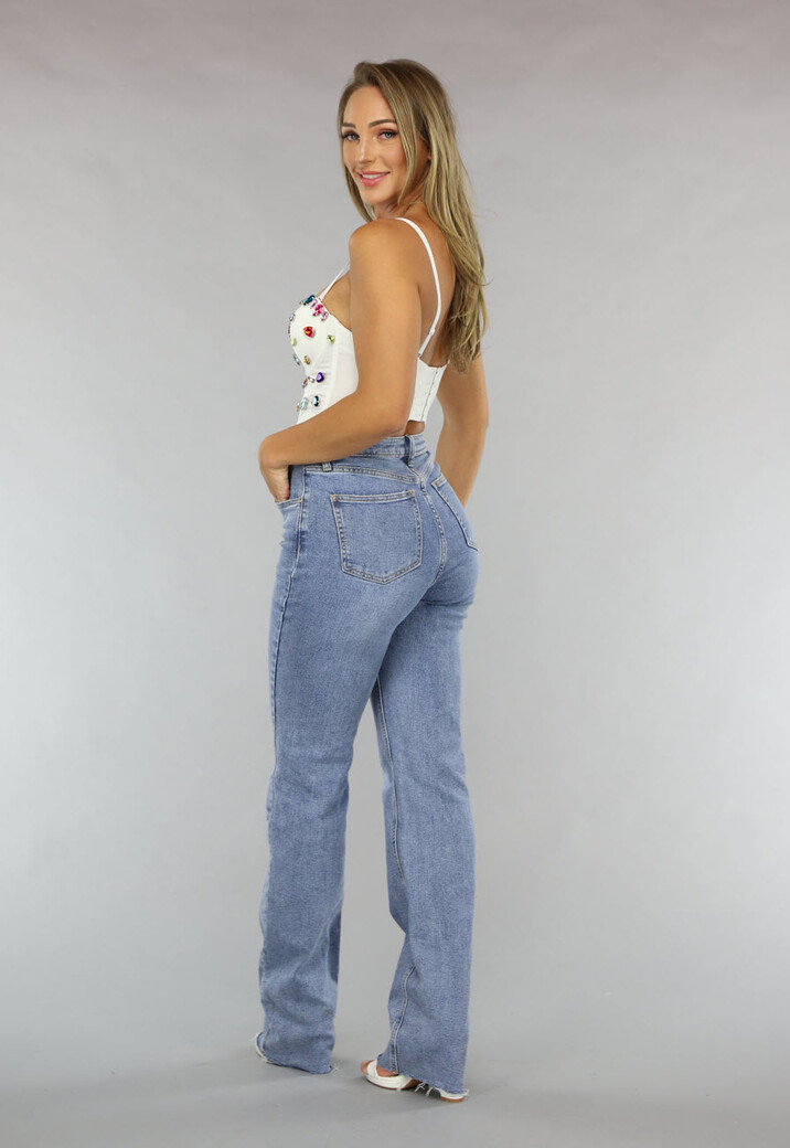 Witte Bustier met Grote Multicolor Strass