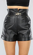 Zwarte Lederlook Paperbag Short met Riem