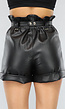 Zwarte Lederlook Paperbag Short met Riem