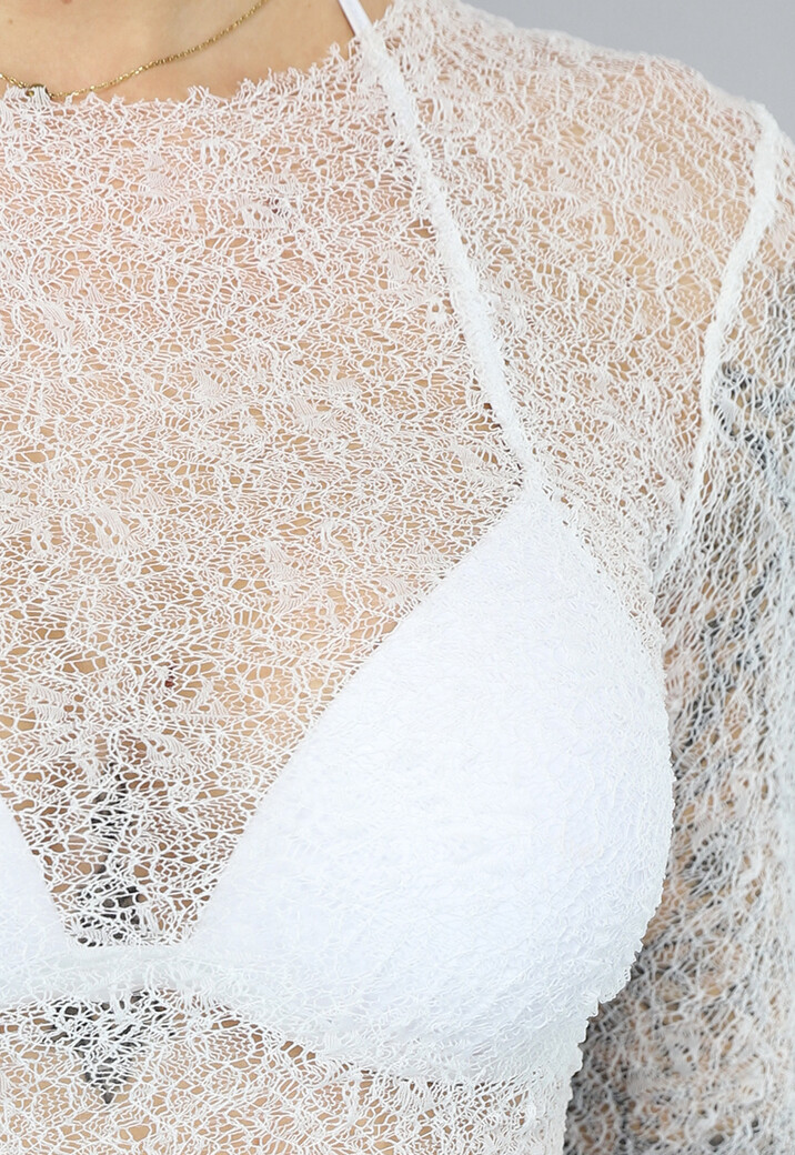 Witte Longsleeve See Through Top