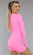 Neon Roze Longsleeve Playsuit met Ritssluiting