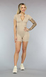 Sporty Romper in Beige met Ritssluiting