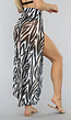 Lange Zebra Print Cover Up Broek met Dubbele Split