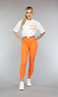 Oranje Lifting Sportlegging in Ribstof