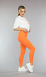 Oranje Lifting Sportlegging in Ribstof