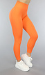 Oranje Lifting Sportlegging in Ribstof