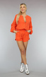 Oranje Mousseline Two Piece met Knoopjes