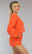 Oranje Mousseline Two Piece met Knoopjes