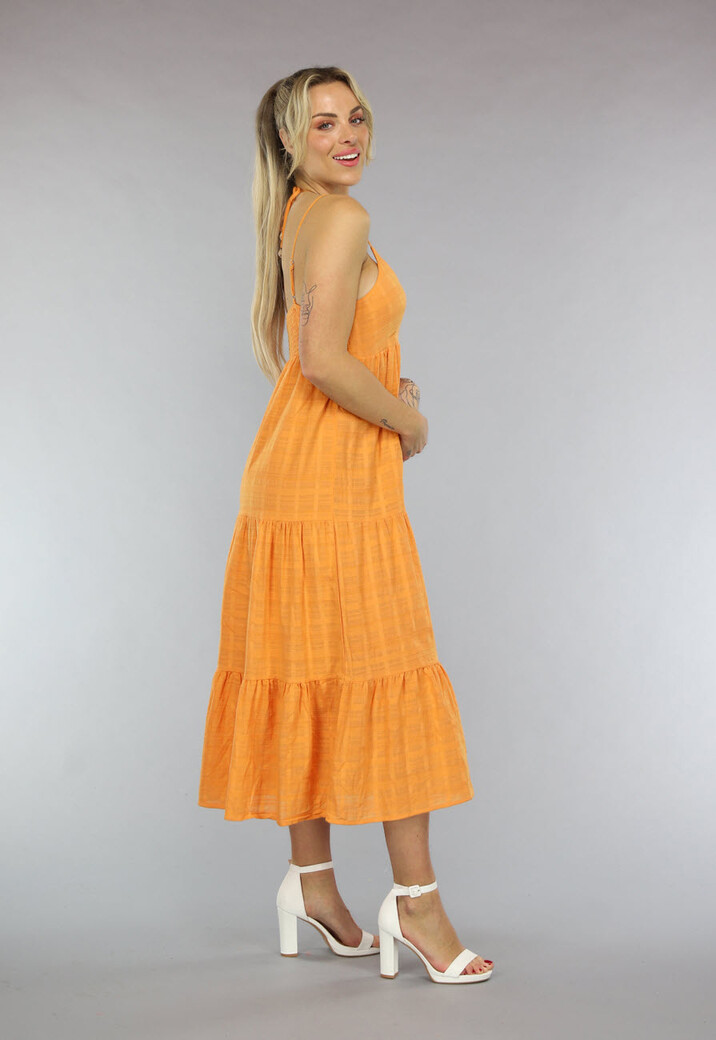 Lange Oranje Boho Halter Jurk