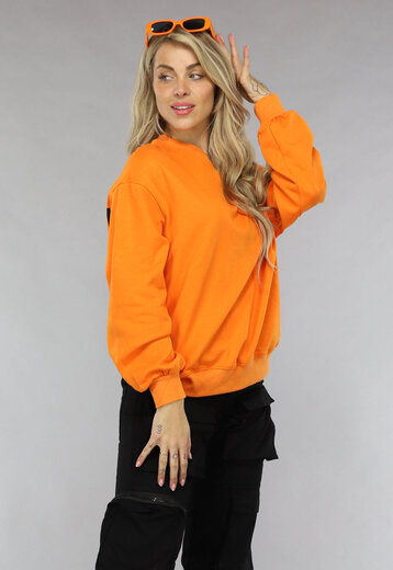 NEW0603 Oranje Sweater met Queen Print