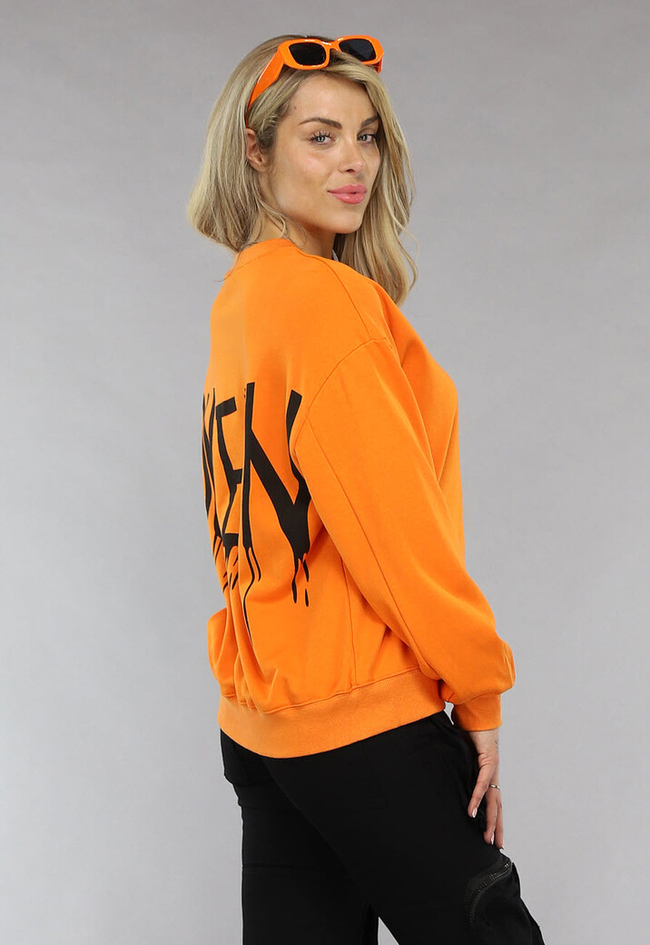 Oranje Sweater met Queen Print