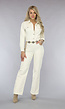 Longsleeve Straight Leg Jeans Jumpsuit in Crème