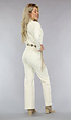 Longsleeve Straight Leg Jeans Jumpsuit in Crème