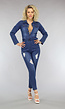 Retro Look Donkerblauwe Jumpsuit met Tailleband