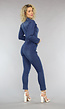 Retro Look Donkerblauwe Jumpsuit met Tailleband