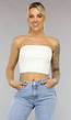 Witte Strapless Denim Crop Top