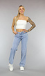 Witte Strapless Denim Crop Top