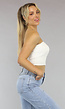 Witte Strapless Denim Crop Top