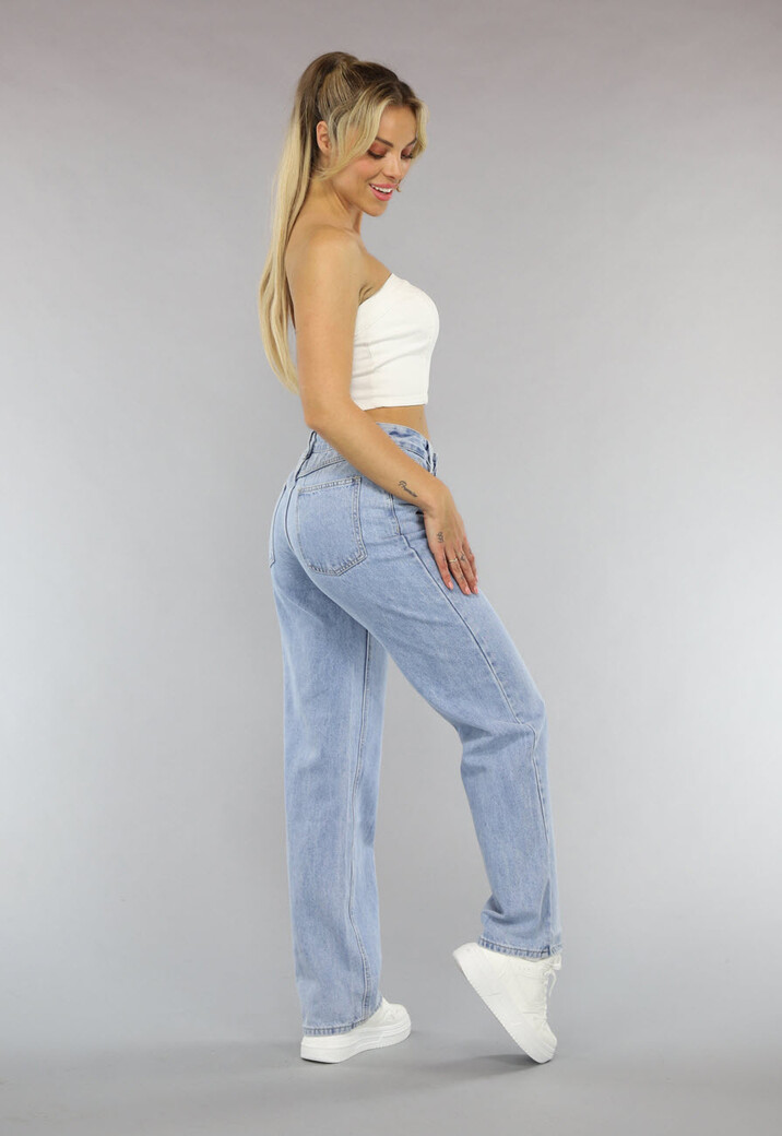 Witte Strapless Denim Crop Top