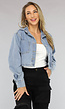 Blauwe Korte Denim Blouse