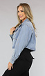 Blauwe Korte Denim Blouse