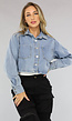 Blauwe Korte Denim Blouse