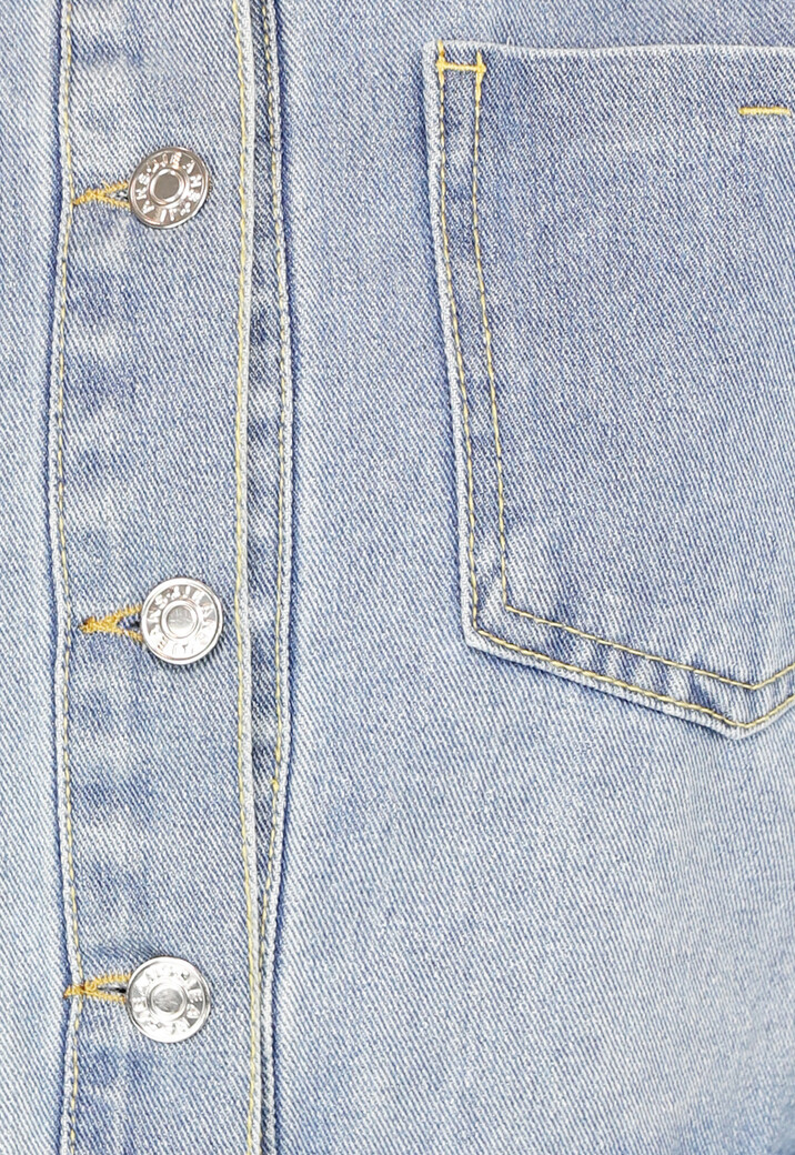 Blauwe Korte Denim Blouse