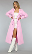 Lange Jas met Ceintuur in Babyroze