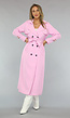 Lange Jas met Ceintuur in Babyroze