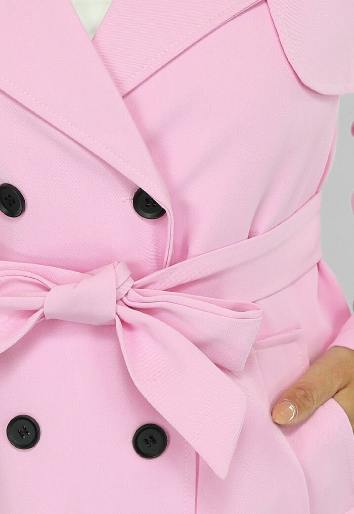 Lange Jas met Ceintuur in Babyroze