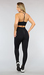Zwarte Rib Sportlegging met Scrunch Effect