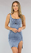 Blauwe Denim Bodycon Jurk met Split