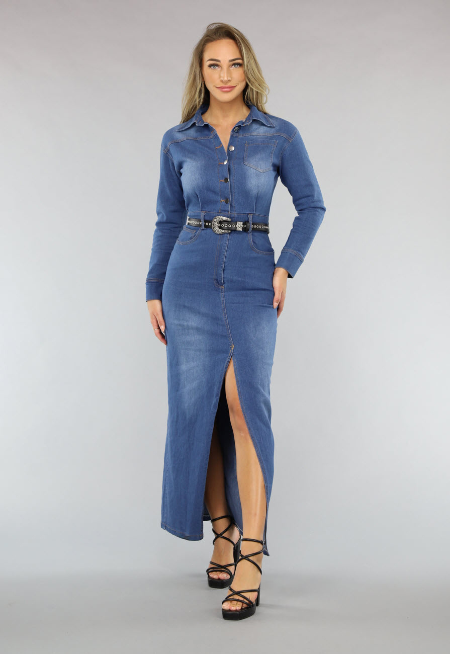 Denim Maxi jurk met Split Uwantisell
