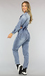 Denim Jumpsuit met Pofmouwen