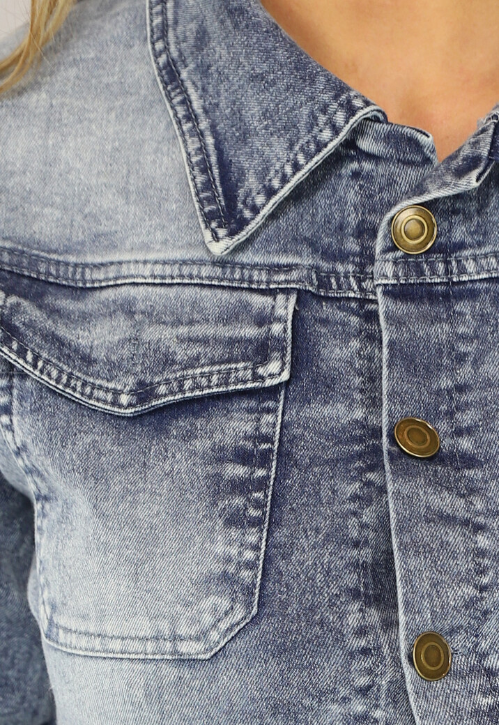 Denim Jumpsuit met Pofmouwen