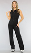 Mouwloze Zwarte Spijkerstof Jumpsuit