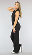 Mouwloze Zwarte Spijkerstof Jumpsuit