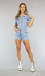 Spijkerstof Denim Playsuit met Knoopsluiting