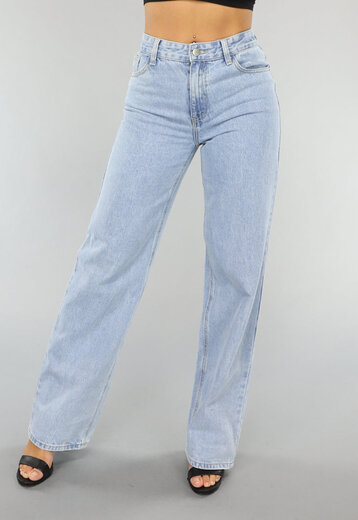 NEW2003 Lichtblauwe Washed Mom Fit Spijkerbroek