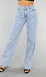 Lichtblauwe Washed Mom Fit Spijkerbroek
