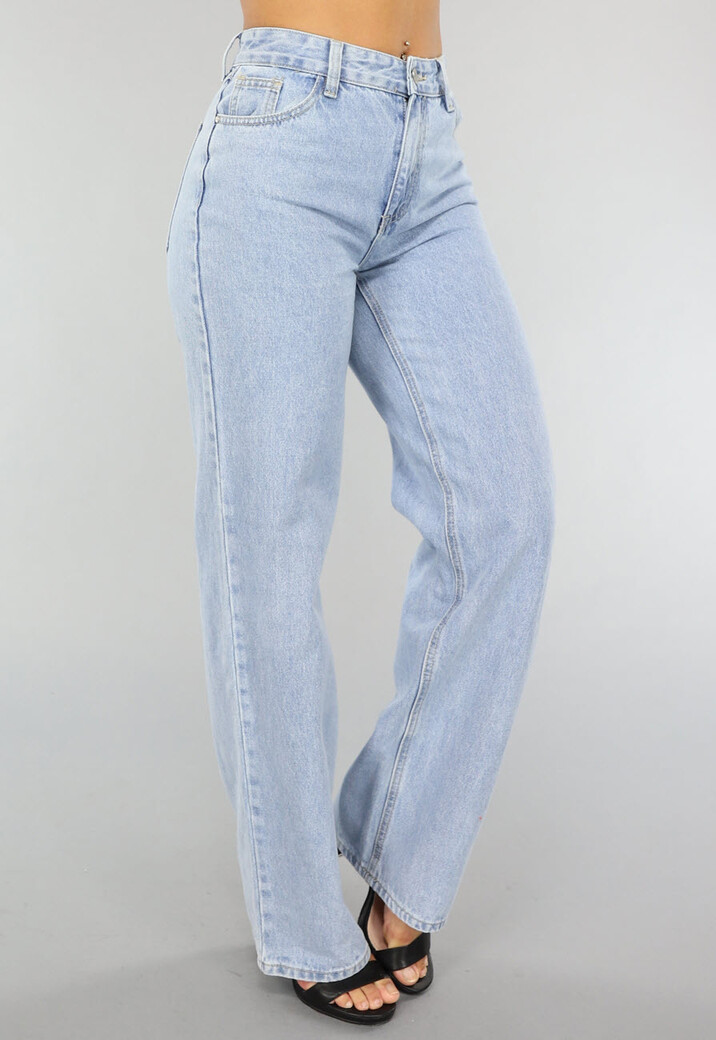Lichtblauwe Washed Mom Fit Spijkerbroek