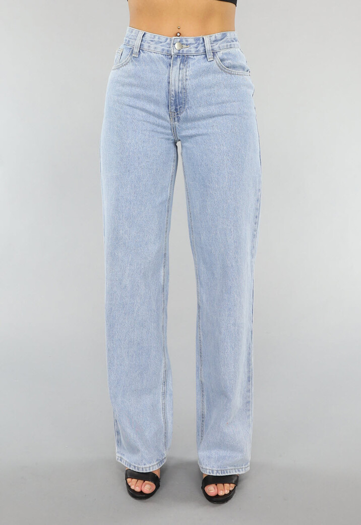 Lichtblauwe Washed Mom Fit Spijkerbroek