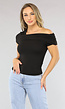 Zwarte Geplooide Top met Asymmetrische One Shoulder