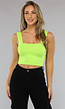 Limoen Groene Crop Top met Vierkante Hals