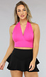 Fuchsia Stretch Top met Strikdetail